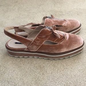 Zara Pink Velvet Slip Ons